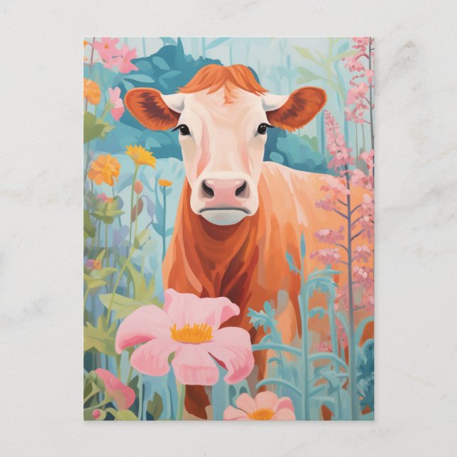 Postal Vaca linda y feliz (Anverso)