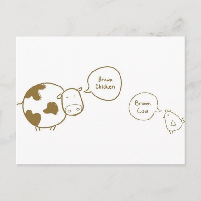 Postal vaca marrón de pollo marrón (Anverso)