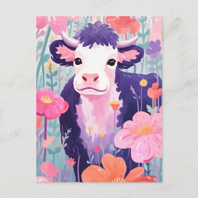 Postal Vaca Pequeña Feliz (Anverso)