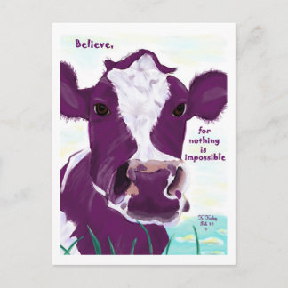 Postal Vaca Púrpura Posiblemente Contemplando El Vuelo
