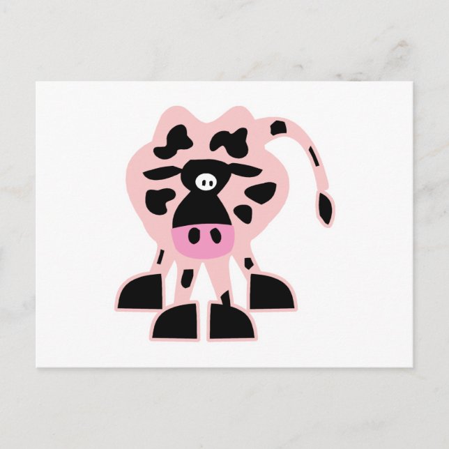 Postal vaca rosa linda (Anverso)
