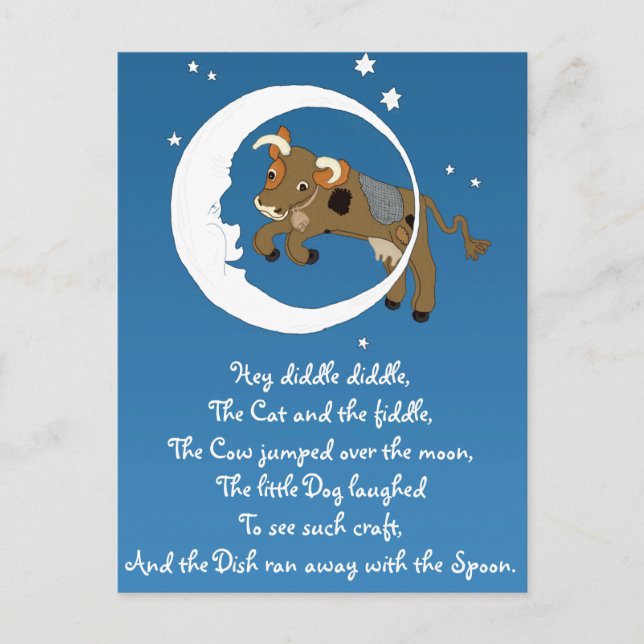 Postal Vaca saltó sobre la luna (Anverso)