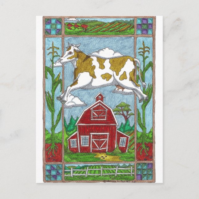 Postal Vaca voladora (Anverso)