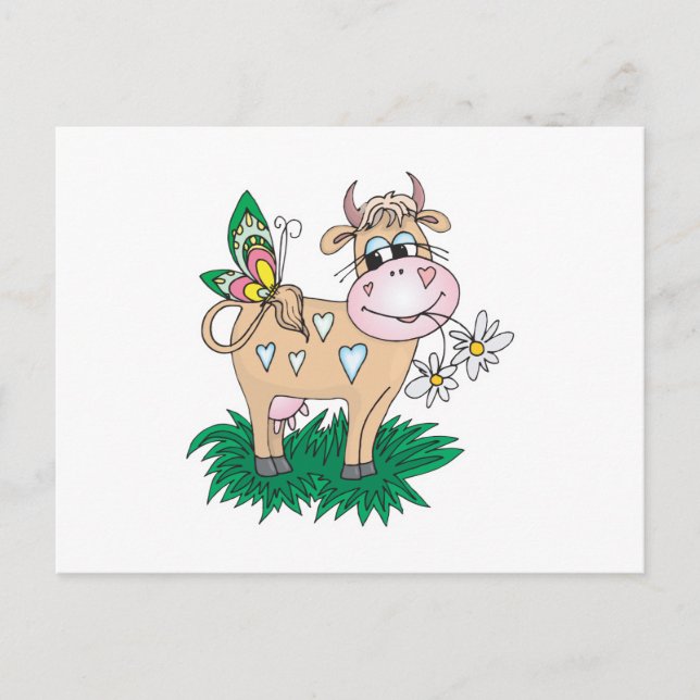 Postal vaca y mariposa lindas (Anverso)