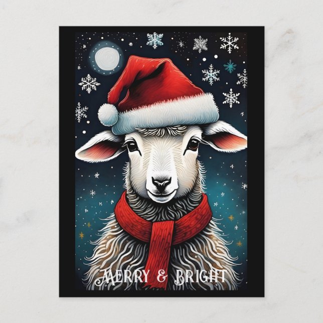 Postal Vacaciones con copos de nieve Santa Cute, Navidade (Anverso)