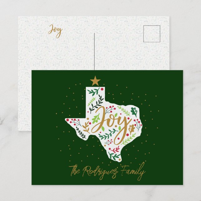 Postal Vacaciones de alegría verde deja forma a Texas (Anverso / Reverso)