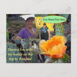 Postal Vacaciones de Arizona de flor de cactus de naranja