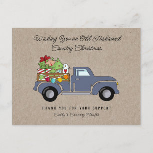Postal Vacaciones de camionetas navideñas rusticas de vin
