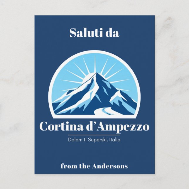 Postal Vacaciones de esquí de Cortina d'Ampezzo italy (Anverso)