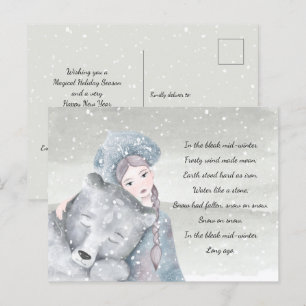 Postal Vacaciones de letras de invierno de invierno de la