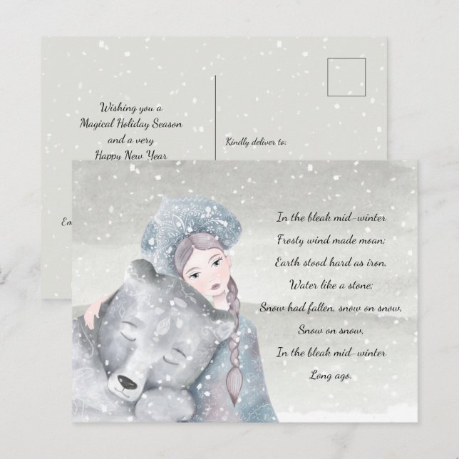 Postal Vacaciones de letras de invierno de invierno de la (Anverso / Reverso)