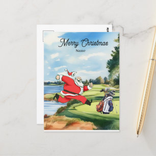 Postal Vacaciones de los Navidades de golf en Hawái Santa