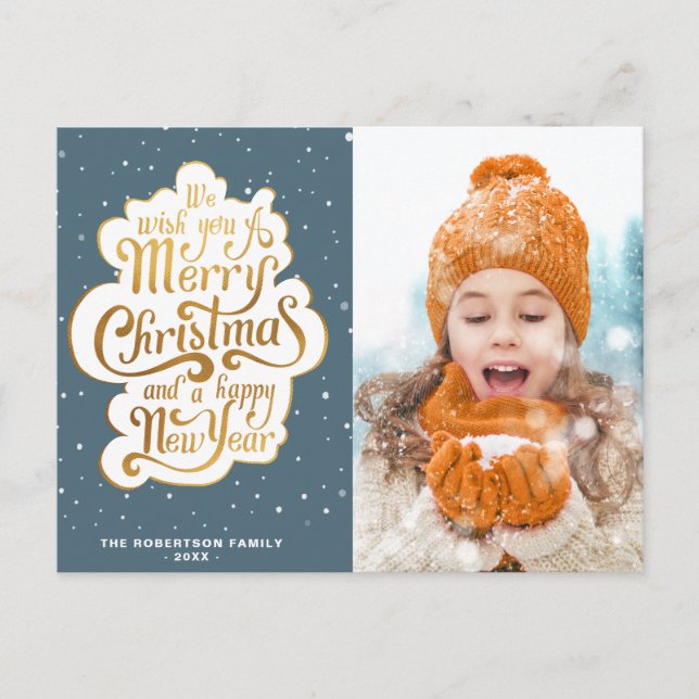 Postal vacaciones de navidades de fotografía con guión do (Anverso)