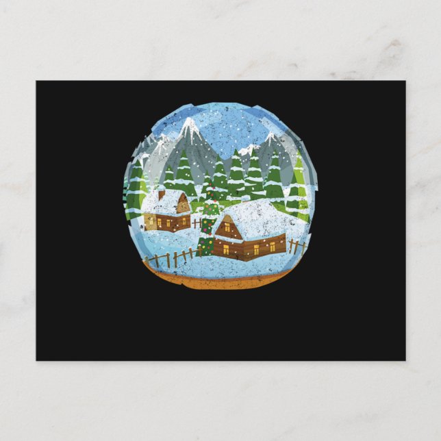 Postal Vacaciones de Navidades de globo de nieve en Globe (Anverso)