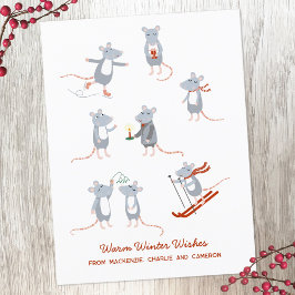 Postal Vacaciones de Navidades de ratones de invierno