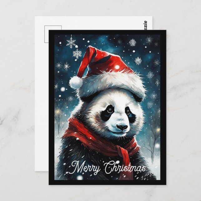 Postal Vacaciones de Navidades de Santa Panda (Anverso / Reverso)