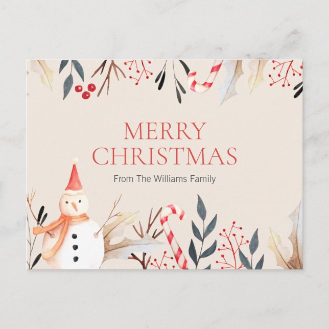 Postal Vacaciones de Navidades de Snowman en vacaciones d (Anverso)