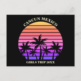 Postal Vacaciones de Playa Tropical con Palmeras Negras R