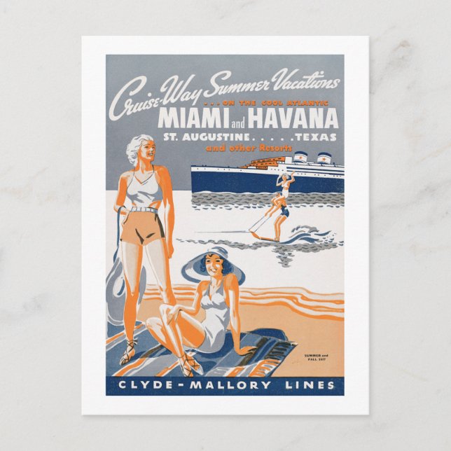 Postal Vacaciones de verano de 1937 en ruta de crucero (Anverso)