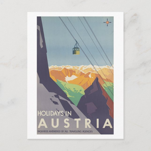 Postal Vacaciones en Austria Montañas Viajes de época (Anverso)