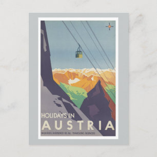 Postal Vacaciones en Austria Montañas Viajes de época