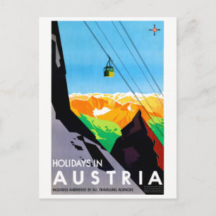Postal Vacaciones en Austria Poster de Viajes Vintage res
