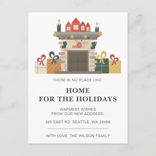 Postal Vacaciones en casa de la chimenea de invierno de v (Anverso)