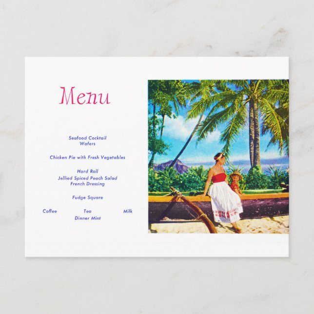 Postal Vacaciones en Hawái de época (Anverso)