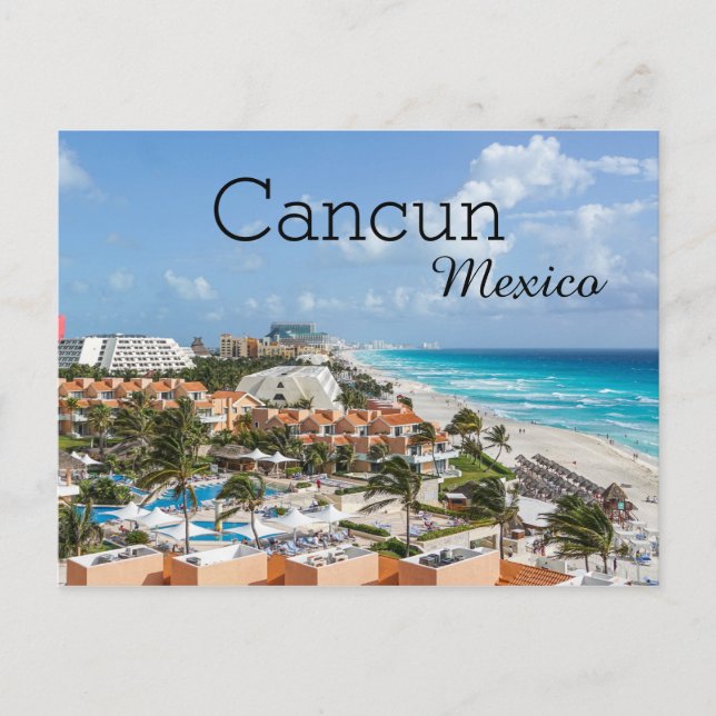 Postal Vacaciones en Playa Tropical Cancún México (Anverso)