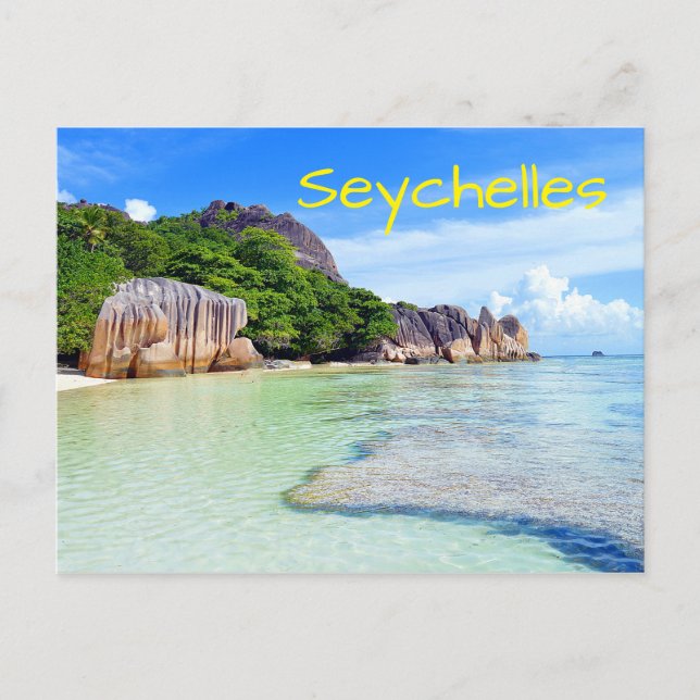 Postal Vacaciones en Seychelles, isla tropical (Anverso)