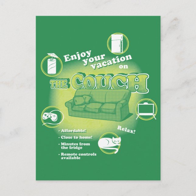 Postal Vacaciones en sofá (Anverso)