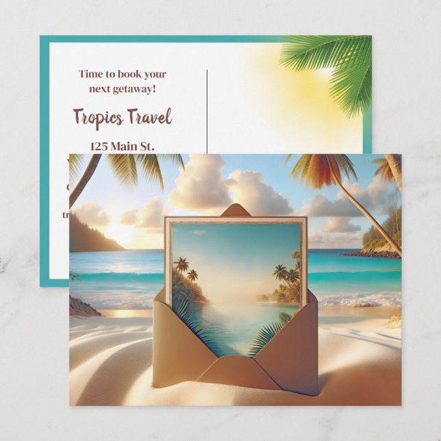 Postal Vacaciones en una isla tropical (Anverso / Reverso)