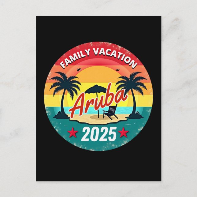 Postal Vacaciones familiares en Aruba 2025 (Anverso)