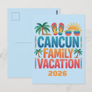 Postal Vacaciones familiares en Cancun, viaje a la playa