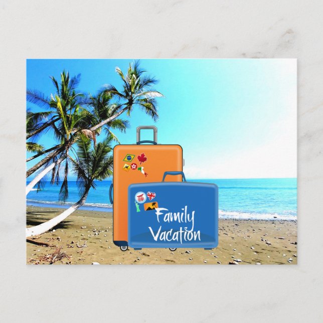 Postal Vacaciones familiares, paisaje tropical, (Anverso)