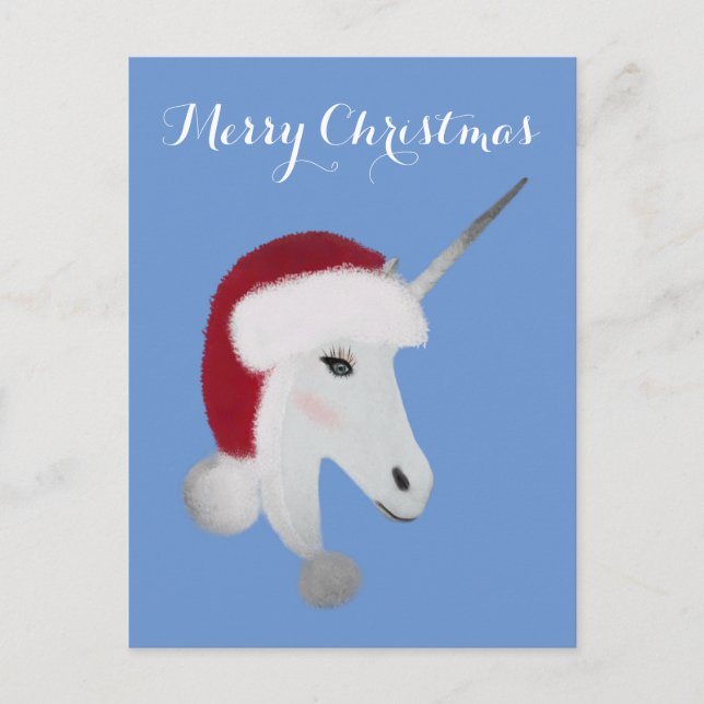 Postal Vacaciones mágicas de unicornio para Navidades cur (Anverso)