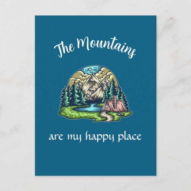 Postal Vacaciones personalizadas en montañas serenas (Anverso)