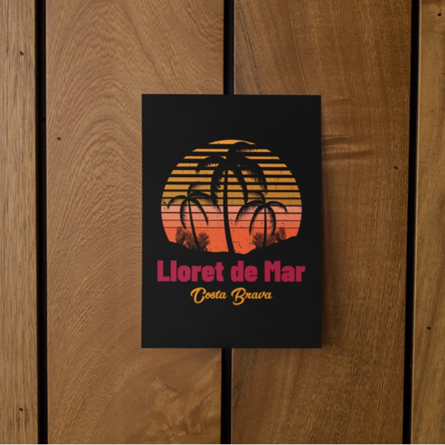 Postal Vacaciones Retro Sunset Lloret de Mar España (Retro Sunset Lloret de Mar Spain Vacation Postcard)