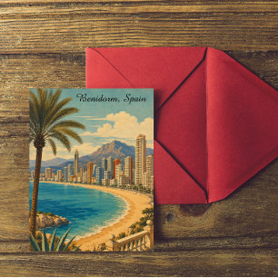 Postal Vacaciones Retro Vintage Benidorm España Viaje