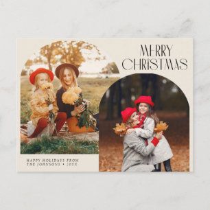 Postal vacaciones simples de dos navidades fotográficos