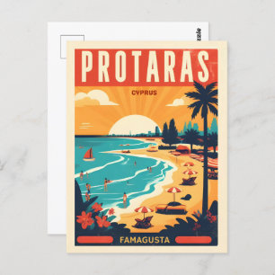 Postal vacaciones vintage de Protaras cyprus en regalo de