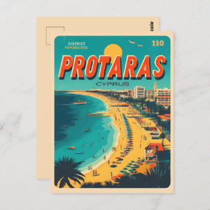 Postal vacaciones vintage de Protaras cyprus en regalo de
