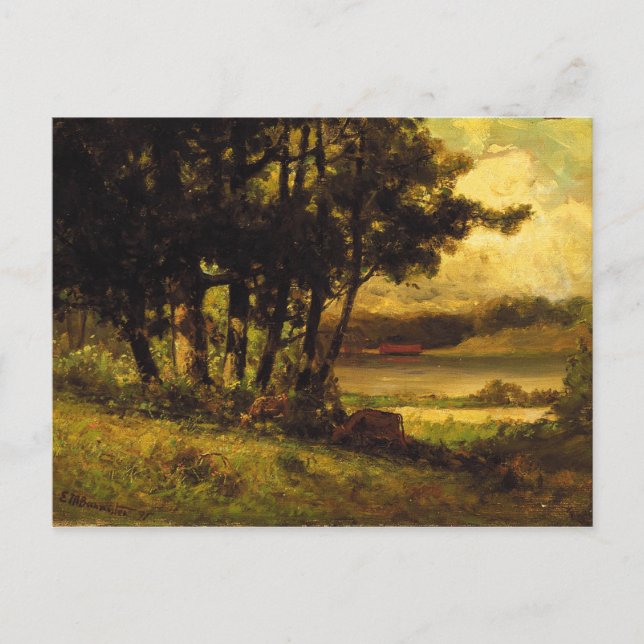 Postal Vacas arrasando cerca del río - Edward Banister (Anverso)