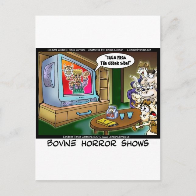 Postal Vacas Asustadas Películas De TV Divertidos Tees Mu (Anverso)