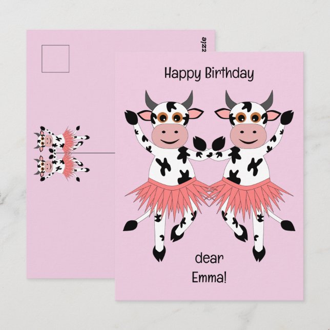 Postal Vacas bailadoras cortas y divertidas (Anverso / Reverso)