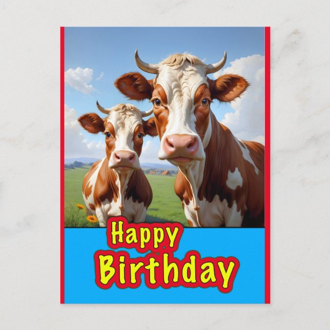 Postal vacas de cumpleaños felices (Anverso)