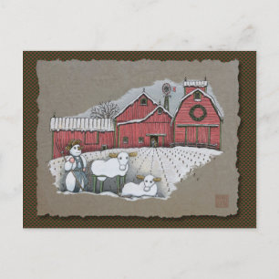 Postal Vacas de nieve y granero