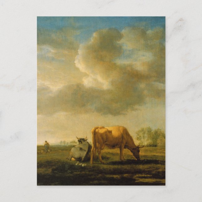 Postal Vacas en la pradera de Adriaen van de Velde (Anverso)