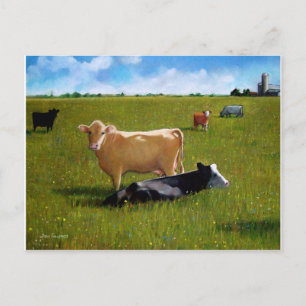 POSTAL VACAS EN PASTEL DE PASTA