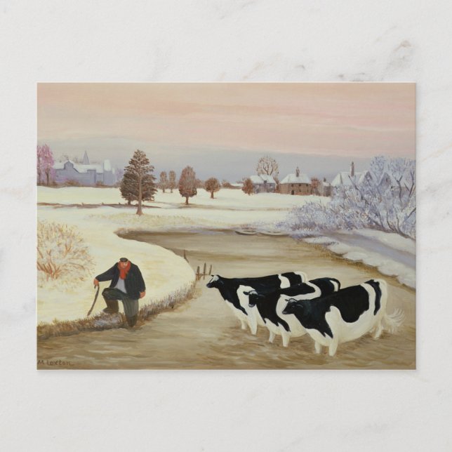 Postal Vacas en un río invernal (Anverso)